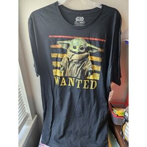 Star Wars The Mandalorian Baby Yoda Wanted Black Graphic T-Shirt 3X